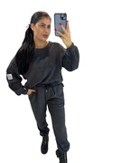 Dres damski oversize XL modny casual bluza spodnie grafitowy