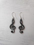 KOLCZYKI czarne BIGLE klucz wiolinowy 