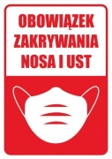Naklejka Obowiązek zakrywania nosa i ust.
