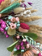 Wianek na drzwi boho zielony pomarańczowy