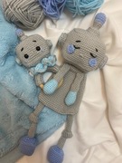 Zestaw na szydełku, grzechotka oraz przytulanka. Robot , chrzest , urodziny