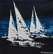 AMBROZIEWICZ obraz akrylowy żagle morze jachty abstrakcja nowoczesny