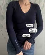 Sweterek serek Zara nowy z metką rayon m