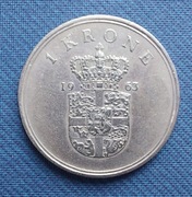 Moneta Dania 1 korona krone 1963