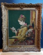 *Stary obraz gobelin w pięknej, rzeźbionej ramie*