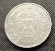 SREBRNE 5 Marek z 1934 r. Niemcy, III Rzesza, Kościół