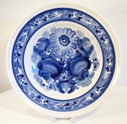 PRL Włocławek Ręcznie Malowana Kobaltowa Patera ø30 wys. 5,5