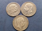 Saksonia 5 Marek 1875  Austria 5 koron 1900   Hiszpania 5 Pesetas