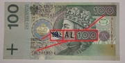 ! Rzadka Seria AL 1994, 100 zł / PLN !