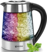 Czajnik Elektryczny ECOSA Przezroczysty Szklany 1,7L LED regulacja temp.