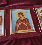 Piękna IKONA prawosławna tryptyk MB Siedmiomiecznica Arch.Michał i Gabriel.