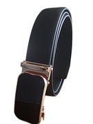 Pasek SKÓRZANY męski automat CZARNY 125 CM
