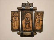 Drewniane płaskorzeźby - tryptyk 