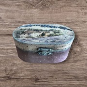 Owalne drewniane pudełko na bizuterię 12,7 * 8 * 5,5 cm handmade