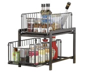 Organizer 2-poziomowy Kosz Cargo Z Szufladą Do Przechowywania Pod Zlewem