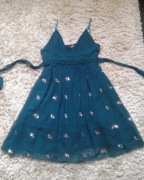 Oryginalna zwiewna sukienka wieczorowa LOU morska motylki 38 M