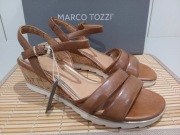 damskie skórzane sandały na koturnie Marco Tozzi 38 wkładka 24,5 cm nowe