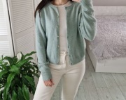 H&M miętowy jasnozielony sweter kardigan zapinany na guziki M