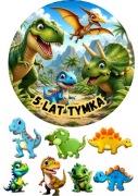 Opłatek na tort dinozaury   dowolny napis 