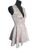 Elegancka różowo srebrna rozkloszowana sukienka 34,XS/36,S Zack London