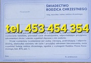 Świadectwo rodzica chrzestnego Zaswiadczenie dla chrzestnych 