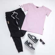 Nowy damski t-shirt z dekoltem V 2XL polska produkcja różowy