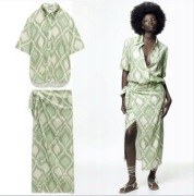 ZARA komplet jak sukienka zestaw koszula+spódnica kopertowa r. XS - XS/S