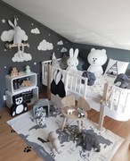 Bawełniany H&M chodnik dywanik mapa świata 90x130 Biały/szary