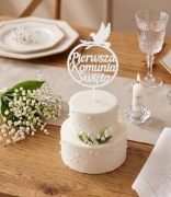 Topper na Tort Komunijny „Pierwsza Komunia Święta” z Gołębiem