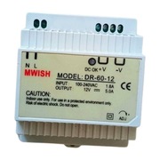 Zasilacz impulsowy na szynę Din 12V 5A MWISH
