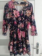 Sukienka granatowa Varlesca kwiaty 