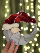 Witraż święty Mikołaj szkło witrażowe księżyc zawieszka na okno rękodzieło