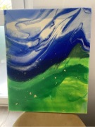 Zielono-Niebieska abstrakcja farba akrylowa