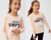 MANGO pudrowa bluzka z łabędziem cekiny 10 lat 140 