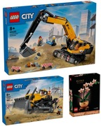 LEGO City 60466 Żółty buldożer i 60420 Żółta koparka + gratis 10343