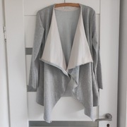 Włoska bluza narzutka kardigan z kołnierzem szalowym M