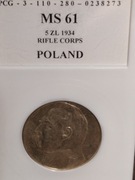 5 złotych 1934 Piłsudski orzeł strzelecki granding