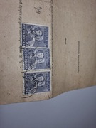 Trzy znaczki Fi 542 z 1951 roku na dokumencie z PZU 