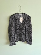 Wzorzysta bluzka Mango XS bufki NOWA kwiaty