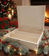 SKRZYNKA  DREWNIANA NA ALKOHOL WINO Zamykana Trzy Wina Potrójna DUŻA