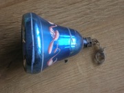 stara szklana bombka choinkowa niebieski dzwonek ze szklanym sercem PRL