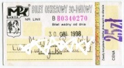 Bilety MPK Lublin - Bilet okresowy 30dniowy 1998