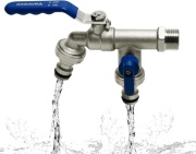 VANCOCO – Podwójny kran mosiężny 3/4 cala z zaworem kulowym