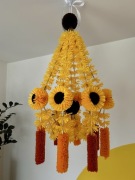 Pająk ludowy sztuka ludowa rękodzieło słoma i bibuła pomarańczowy