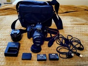 !BCM! CANON EOS 4000D LUSTRZANKA, OBIEKTYWY 18–55, 50MM f/1.8, 3 AKU, TORBA