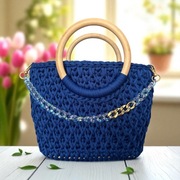 Ręcznie robiona torebka boho – chabrowa