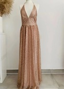 Sukienka GODIVA zdobiona cekinami maxi na wesele poprawiny świadkowa 40 L