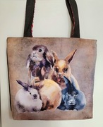 Torebka z tk. wodoodpornej: króliki