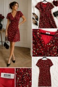 MOSCHINO Cheap and Chic – sukienka leopard print / czerwona / rozm. EU 40