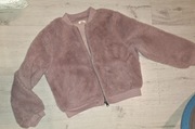 Mega ciepła puchata puszysta bluza z włosiem r. 140 brudny róż jesień zima
